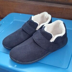 Men's Black Microfiber Pile Lined Slippers